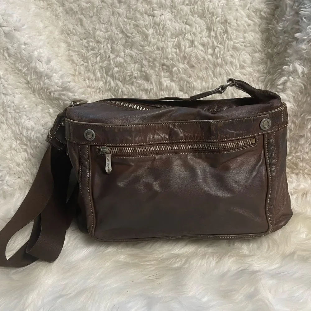 Vintage Toyooka Handmade craftsman made in Japan distressed Brown leather bag